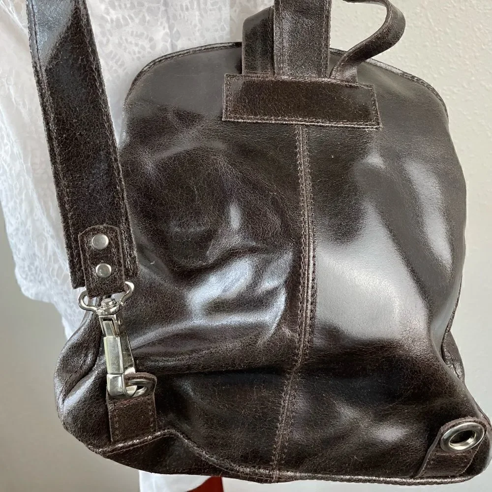 NWT Prago Brown Leather Satchel or Shoulder Bag